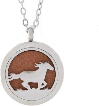 Aromatherapy Essential Oil Diffuser Stainless Steel 30MM Silver Magnetic Locket Pendant 2 Sizes Chain Necklace, Refill Pads & Diffuser Bracelet in a Velvet Bag (horse2) - pzsku/Z1F33091F8A624D45168BZ/45/_/1744284458/7d77dbc4-bf1f-4780-9a1f-c3f86409465e