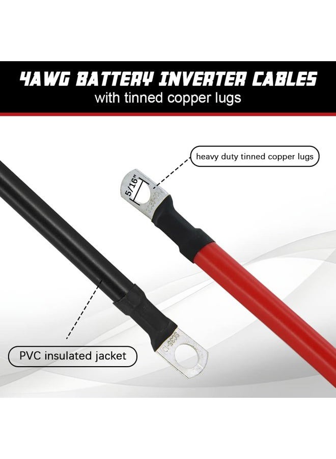 A ABIGAIL 4 AWG Battery Cable 2FT 4 Gauge Pure Copper Battery Inverter Cables with 5/16 in Lugs Both Ends Power Inverter Wire Set for Automotive Solar Power Inverter Marine Boat RV Car Motorcycle (2FT) - Image 2