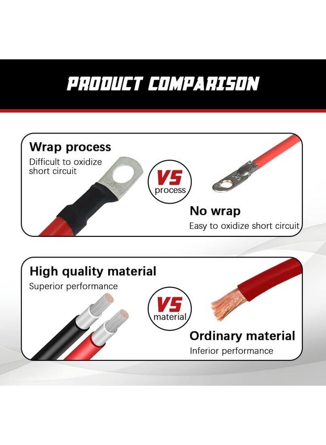 A ABIGAIL 4 AWG Battery Cable 2FT 4 Gauge Pure Copper Battery Inverter Cables with 5/16 in Lugs Both Ends Power Inverter Wire Set for Automotive Solar Power Inverter Marine Boat RV Car Motorcycle (2FT) - Image 4