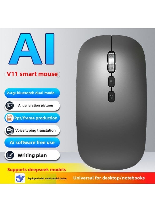 AI Voice Mouse Three-mode Bluetooth Translation Writing Painting Form Artificial Intelligence Deepseek Mouse-color:V11 Dark Gray - Image 1