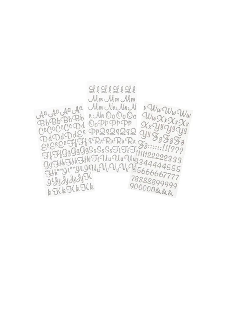 ملصقات الحروف الأبجدية الفضية اللامعة وعدد 281 قطعة - Image 2