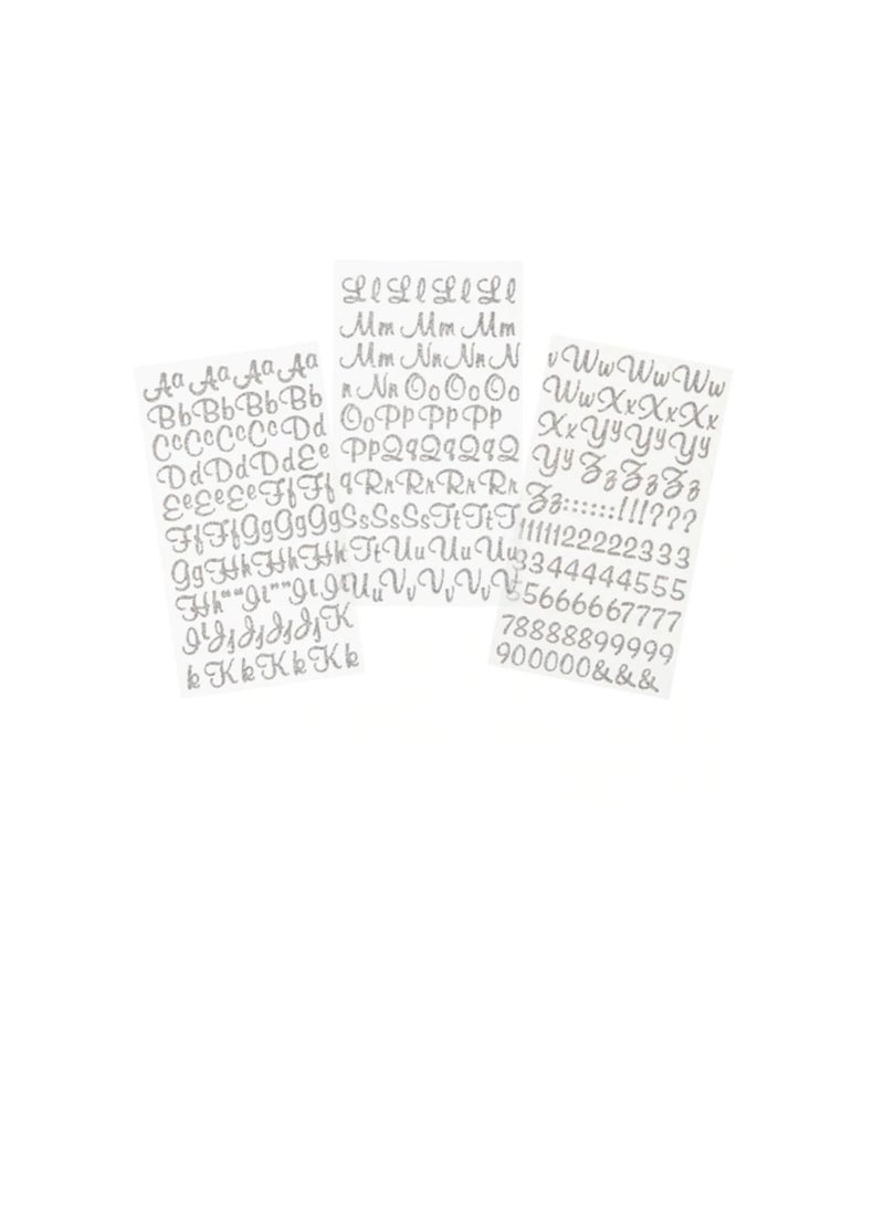 ملصقات الحروف الأبجدية الفضية اللامعة وعدد 281 قطعة - Image 3
