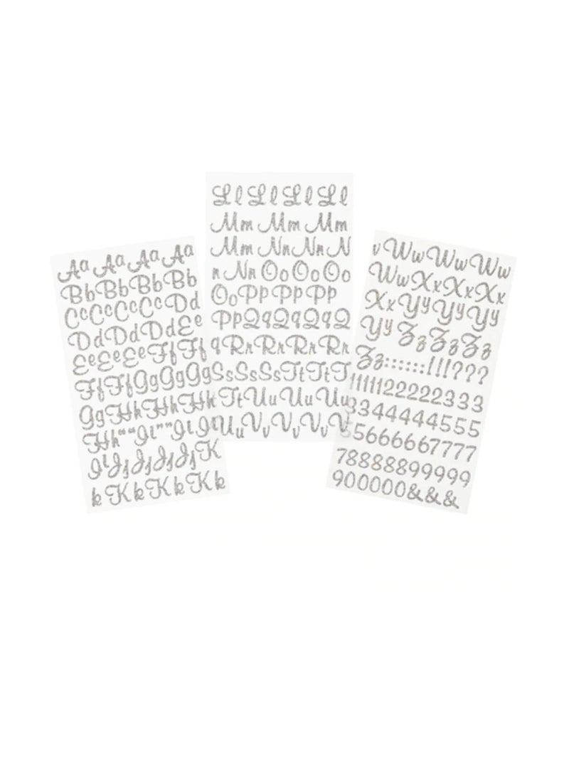 ملصقات الحروف الأبجدية الفضية اللامعة وعدد 281 قطعة - Image 1