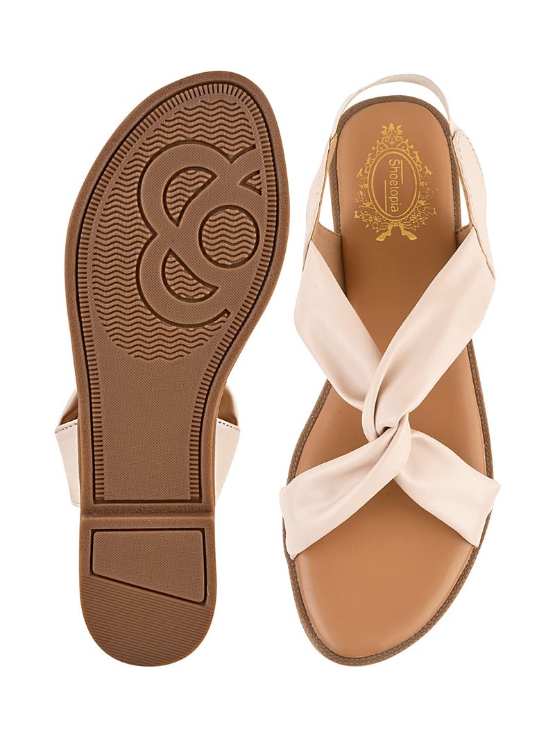 Shoetopia صنادل شوتوبيا المسطحة ذات الحزام المتقاطع للنساء والفتيات - Image 5