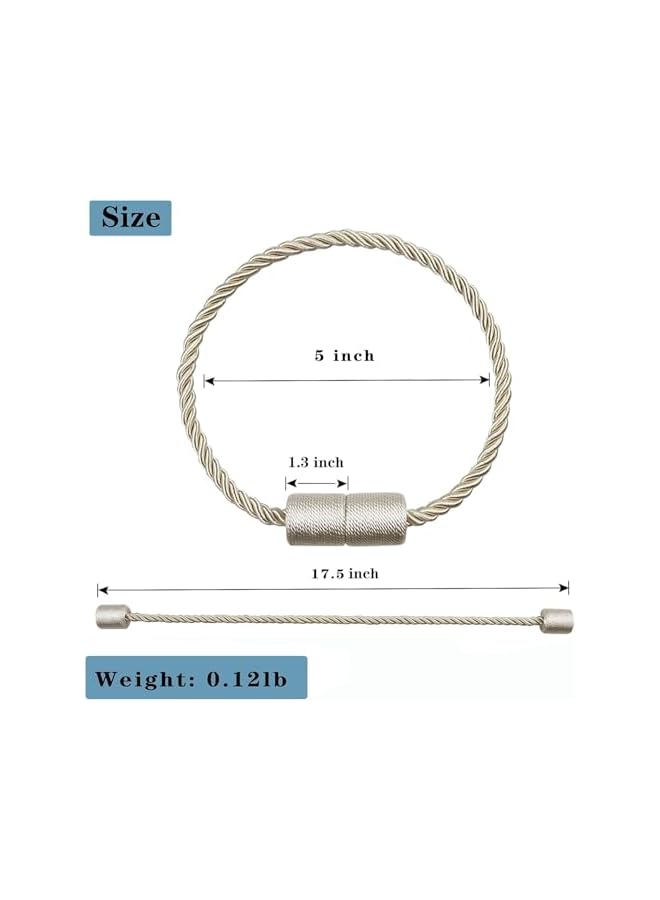 The Bros 2 Pack Beige Magnetic Curtain Tiebacks, Strong, Elegant, and Modern Rope Holdbacks for Drapes, Adjustable Length, No Hooks Needed, Perfect for Indoor and Outdoor Use (17.5 Inches, Durable and Stylish)  - Image 3
