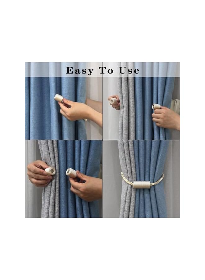 The Bros 2 Pack Beige Magnetic Curtain Tiebacks, Strong, Elegant, and Modern Rope Holdbacks for Drapes, Adjustable Length, No Hooks Needed, Perfect for Indoor and Outdoor Use (17.5 Inches, Durable and Stylish)  - Image 5