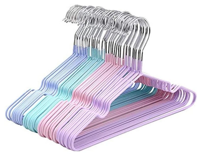 40 قطعة من شماعات ملابس من الستيل - شماعات ملابس معدن مانعة للانزلاق، متينة وشديدة التحمل، شماعات بالطو وملابس بدون اكتاف، شماعة سيليكون مطلية بالستانلس ستيل مكونة من 40 قطع، شماعات معدنية للغسيل وللكبار، شماعة ملابس للدولاب موفرة للمساحة بألوان متنوعة - Image 1