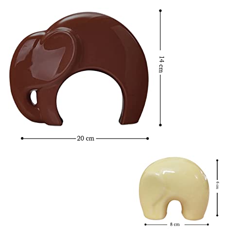 SRJANA Home Décor Lucky Charm Elephant Mother & Child | Piano Finish Ceramic Figures - (Set of 2 Piece, Brown and Cream) - Image 4