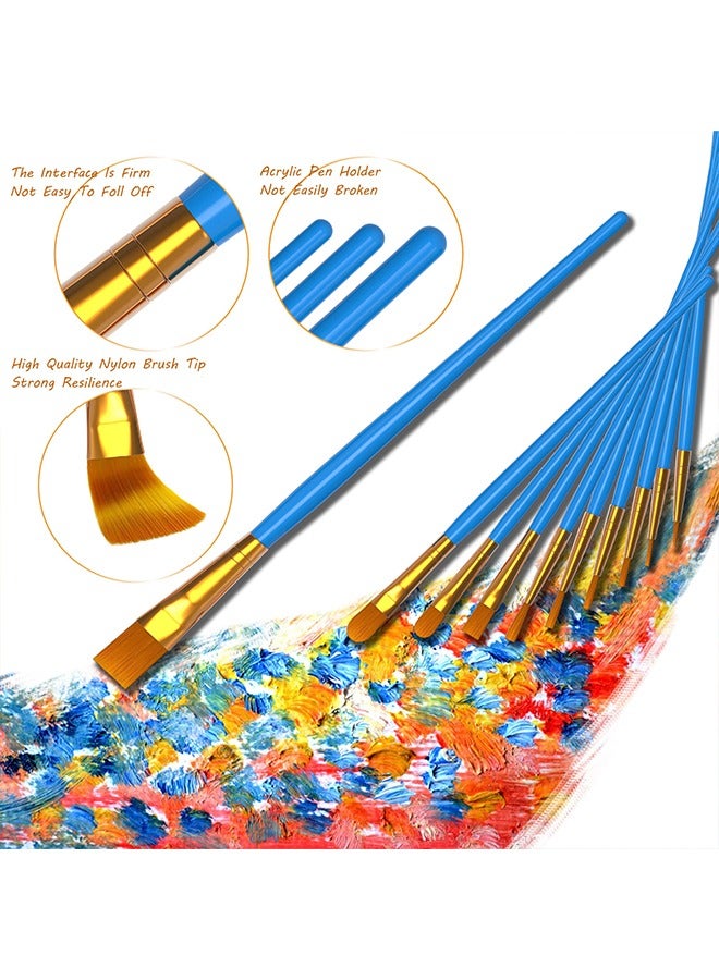 2 Pack 20 Pcs Round Pointed Tip Nylon Hair Artist Acrylic Paint Brushes for Acrylic Oil Watercolor, Face Nail Art, Miniature Detailing & Rock Painting, Blue - Image 5