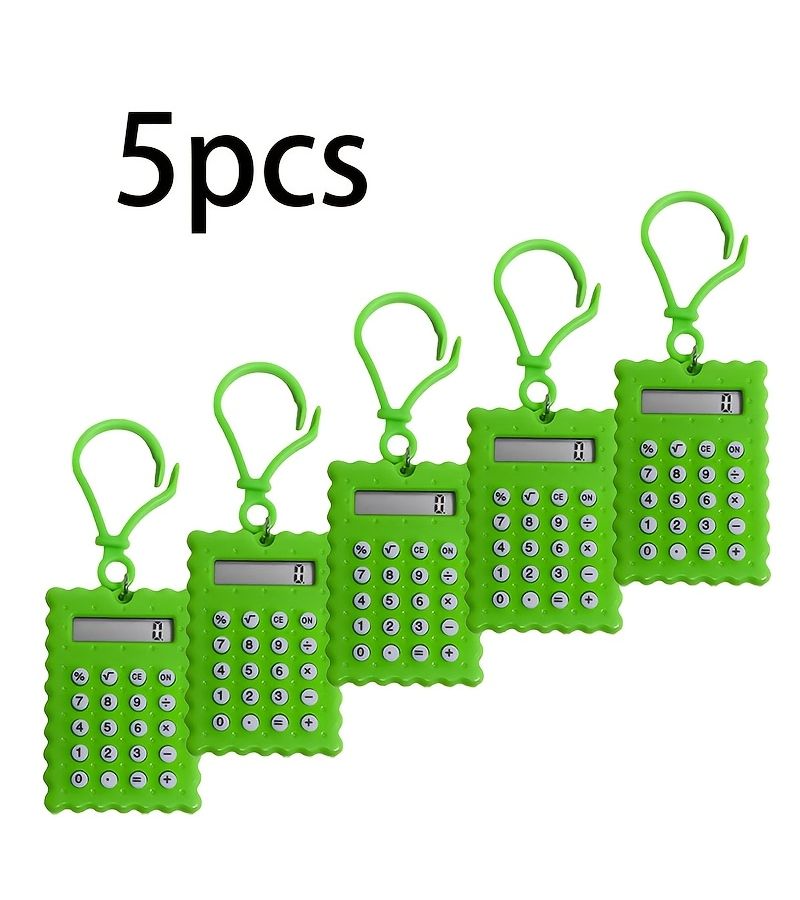 5pcs Green Mini Cookie Calculators Portable Accurate For Office Study Kitchen Back To School Gift - Image 2