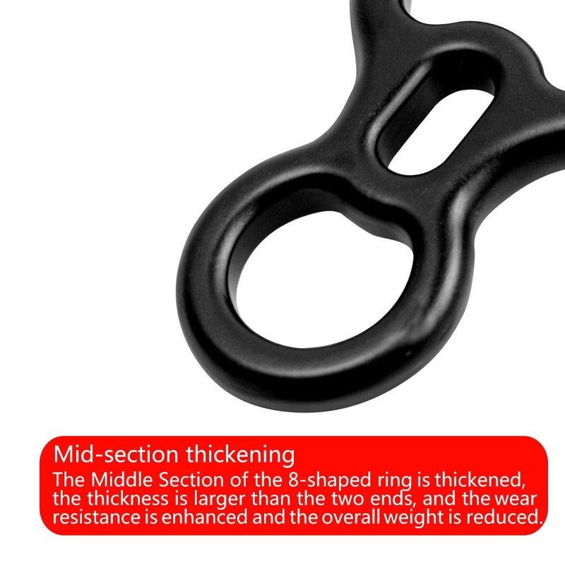 YXGOOD 50KN Rescue Figure, 8 Descender Large Bent-Ear Belaying and Rappelling Gear Belay Device Climbing for Rock Climbing Peak Rescue Aluminum Magnesium Alloy (Black) - Image 4
