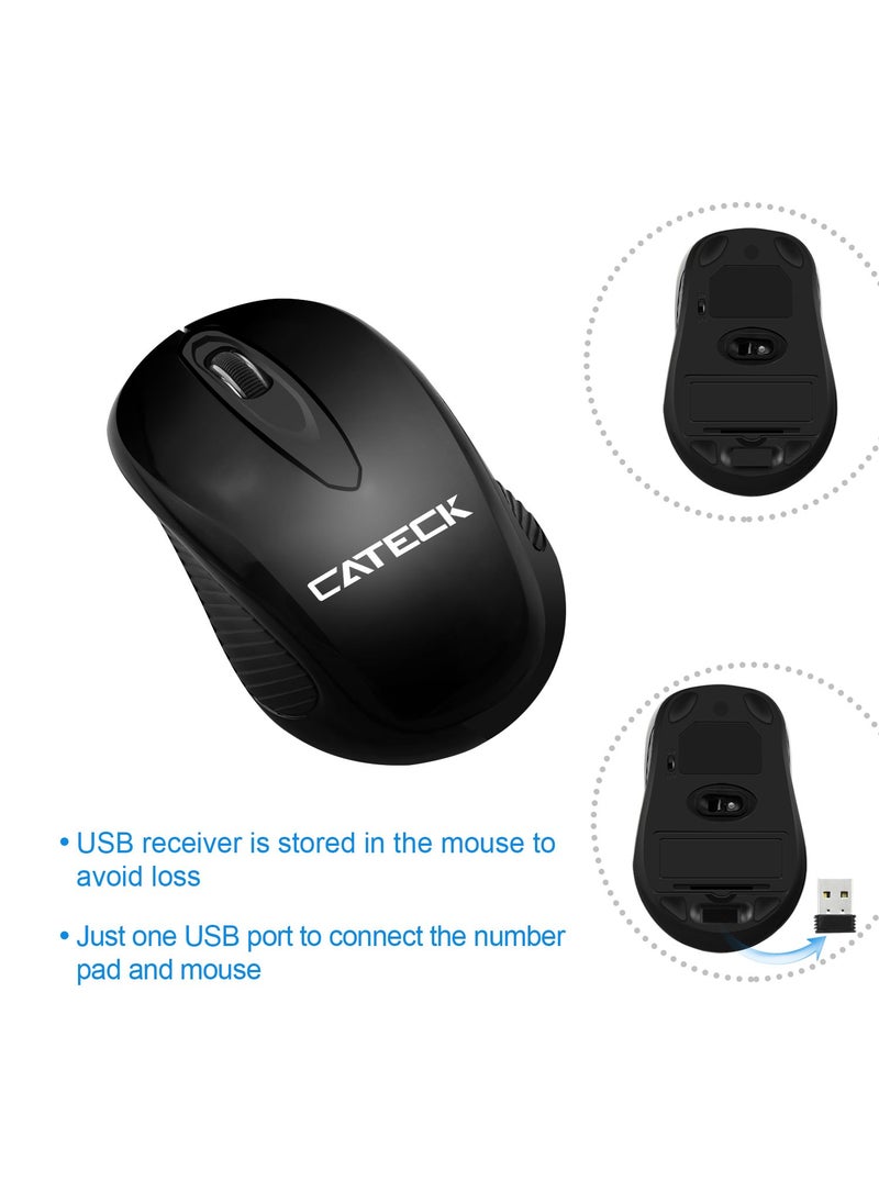 Cateck Numeric Keypad & Mouse Combo, Cateck 2.4G 19 Keys Wireless Mini USB Number Pad Keyboard and Mouse Combo with USB Receiver for Laptop Desktop PC Notebook- Just One USB Receiver  - Image 3