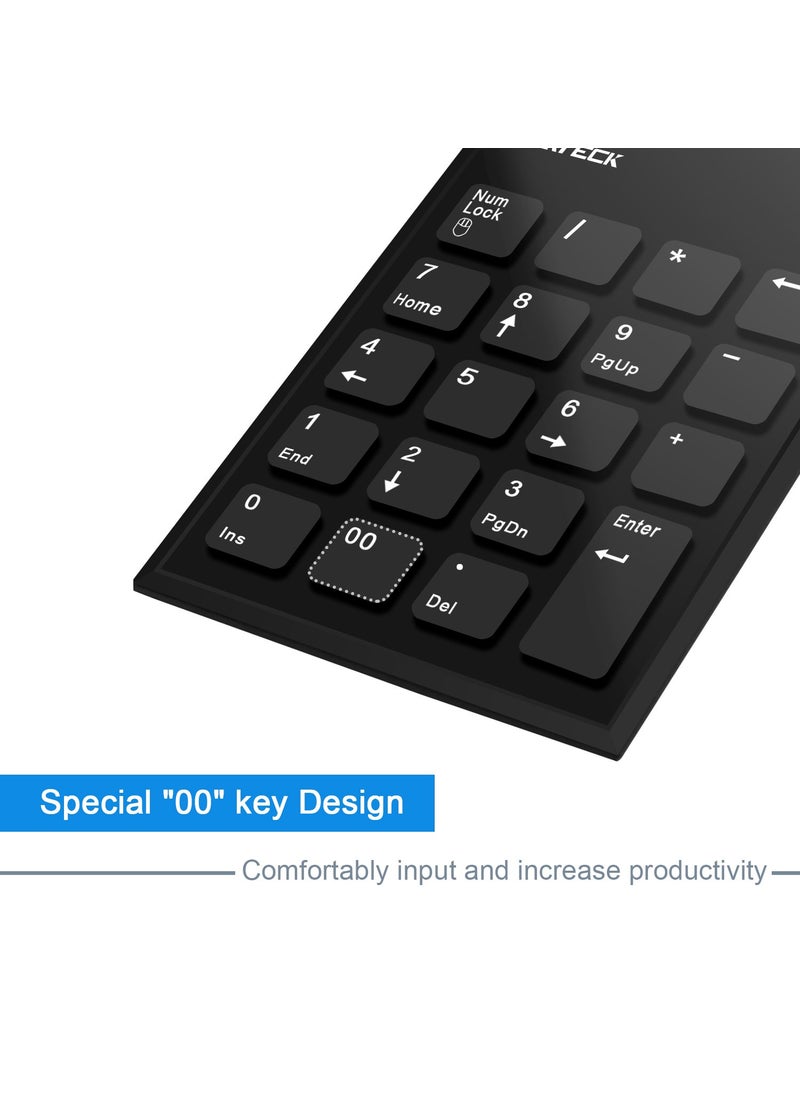 Cateck Numeric Keypad & Mouse Combo, Cateck 2.4G 19 Keys Wireless Mini USB Number Pad Keyboard and Mouse Combo with USB Receiver for Laptop Desktop PC Notebook- Just One USB Receiver  - Image 2