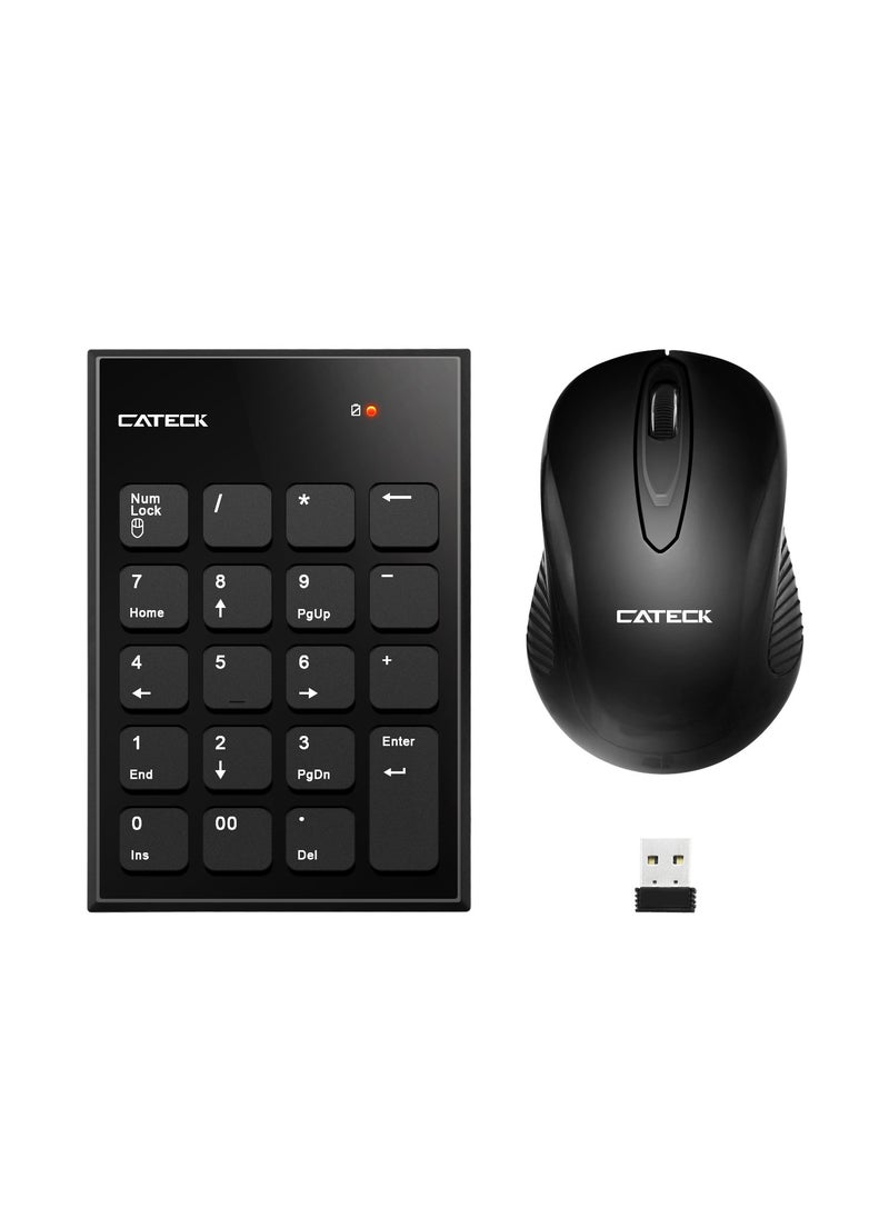 Cateck Numeric Keypad & Mouse Combo, Cateck 2.4G 19 Keys Wireless Mini USB Number Pad Keyboard and Mouse Combo with USB Receiver for Laptop Desktop PC Notebook- Just One USB Receiver  - Image 1