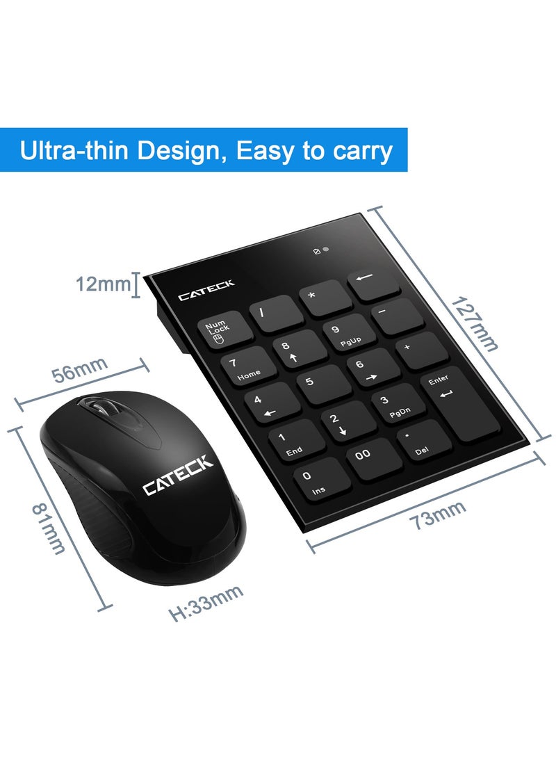 Numeric Keypad & Mouse Combo, Cateck 2.4G 19 Keys Wireless Mini USB Number Pad Keyboard and Mouse Combo with USB Receiver for Laptop Desktop PC Notebook- Just One USB Receiver