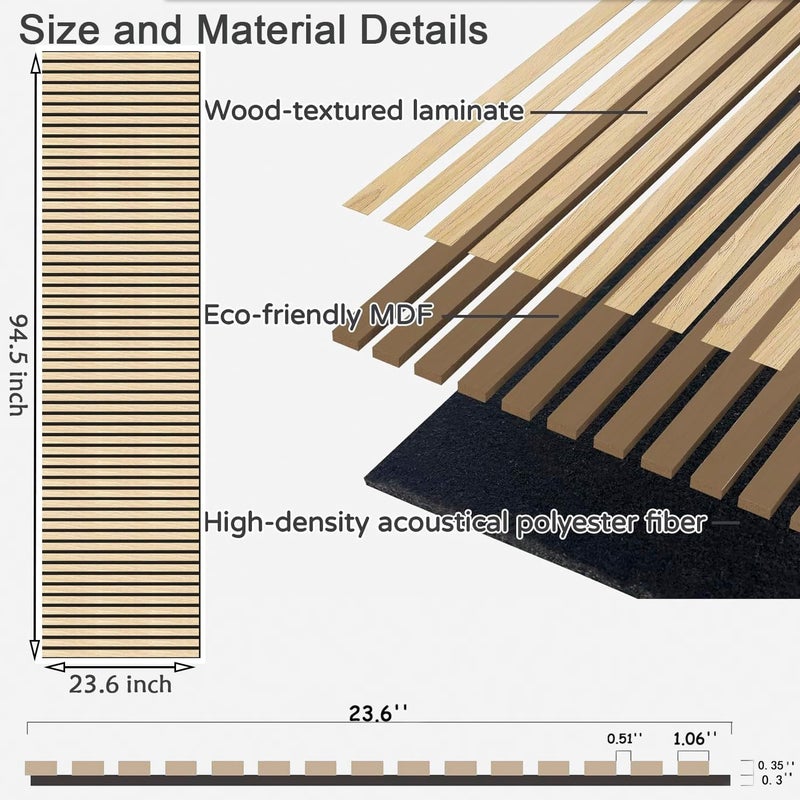 TRAIN2 ART 94.5 x 23.6 in Acoustic Wood Wall Panels,3D Flexible Soundproof Wall Panels,Wood Slat Wall Panel for Interior Wall Decor (Oak) - Image 2