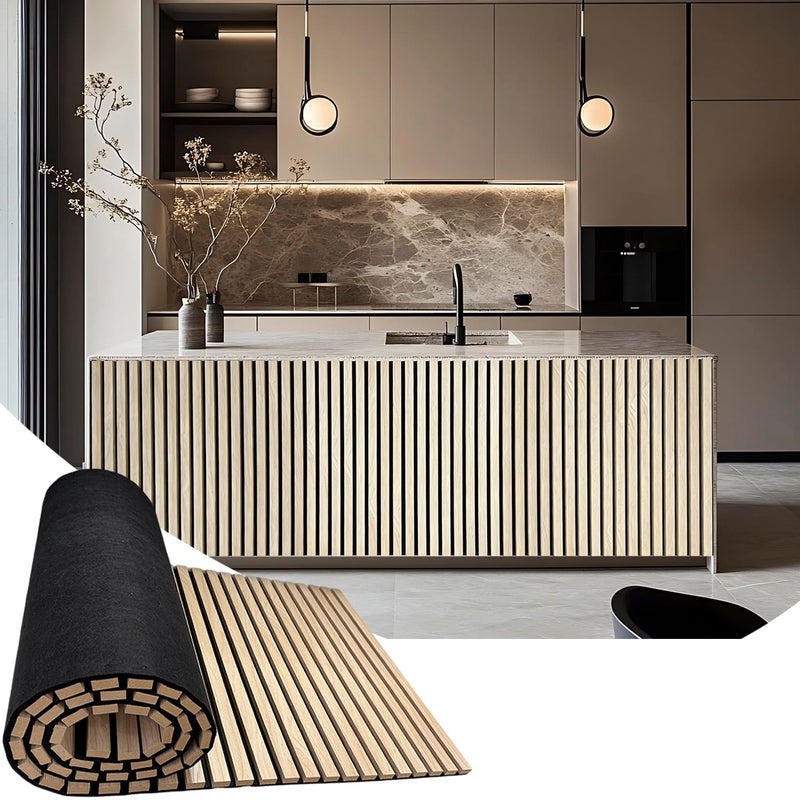 TRAIN2 ART 94.5 x 23.6 in Acoustic Wood Wall Panels,3D Flexible Soundproof Wall Panels,Wood Slat Wall Panel for Interior Wall Decor (Oak) - Image 1