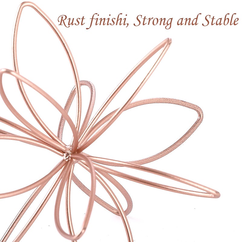 MOCOME 8" Metal Sphere Decor, Metal Floral Tabletop Sculpture, Abstract Tabletop Decorative Spheres for Home Decor (Rose Gold) - Image 2
