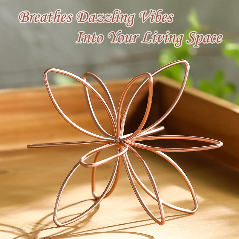 MOCOME 8" Metal Sphere Decor, Metal Floral Tabletop Sculpture, Abstract Tabletop Decorative Spheres for Home Decor (Rose Gold) - Image 5