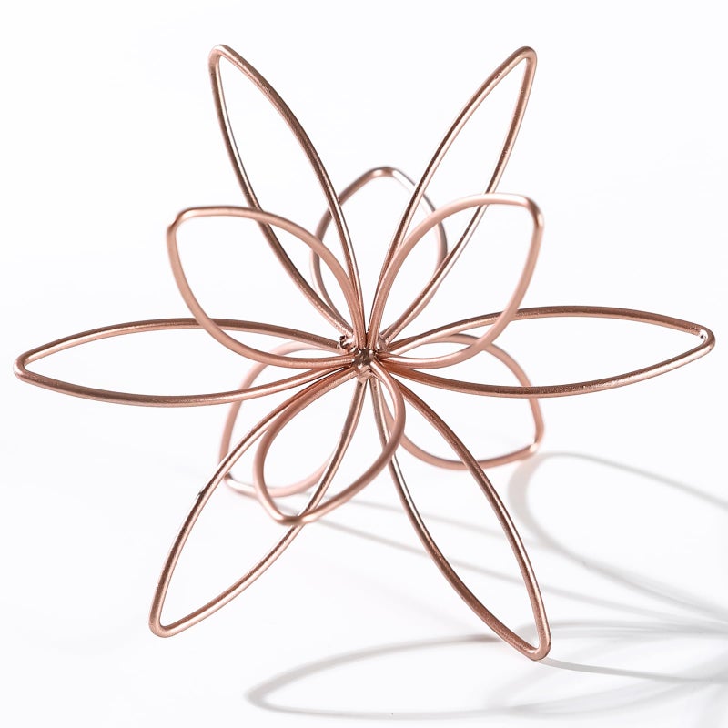 MOCOME 8" Metal Sphere Decor, Metal Floral Tabletop Sculpture, Abstract Tabletop Decorative Spheres for Home Decor (Rose Gold) - Image 1