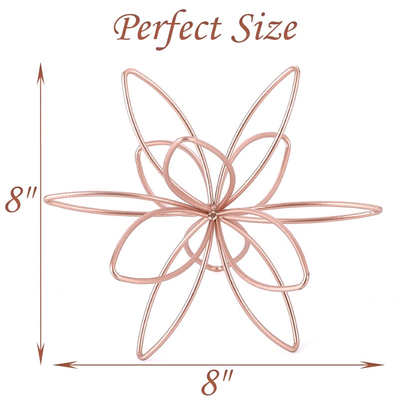 MOCOME 8" Metal Sphere Decor, Metal Floral Tabletop Sculpture, Abstract Tabletop Decorative Spheres for Home Decor (Rose Gold) - Image 4