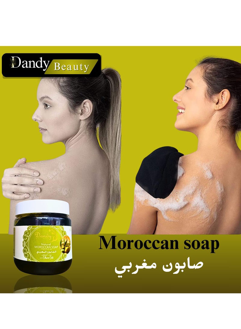 DANDY Moroccan soap with Olive Oil Dandy Beauty Natural - 500 ml and Disposable Loofah - Image 2
