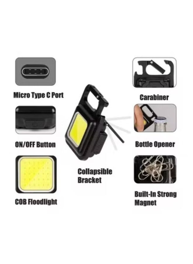 KeyChain LED Light 800 Lumens COB Rechargeable Keychain Mini Flashlight 4 Light Modes Portable Pocket Light - Image 2