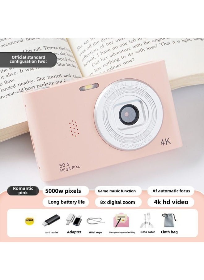 Generic - Ccd Digital Camera Hd Camera Student Small Hd Travel Entry Campus Retro Travel Card Machine-Body Color:Sakura Pink  - Bare Metal (cannot Take Pictures Without Memory Card) - Image 1