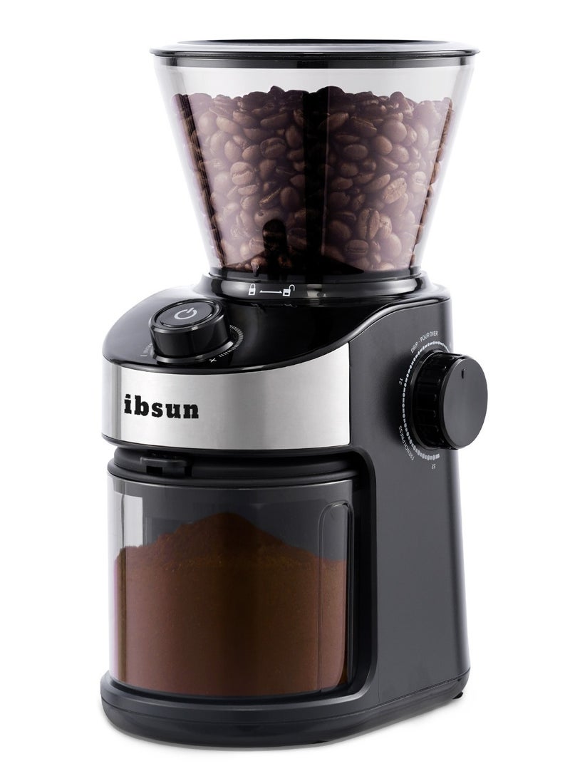 ibsun Burr Coffee Grinder Electric with 32 Grinding Sizes, Coffee Bean Grinder with 40 Seconds Adjustable Electronic Timer v60  - Image 1