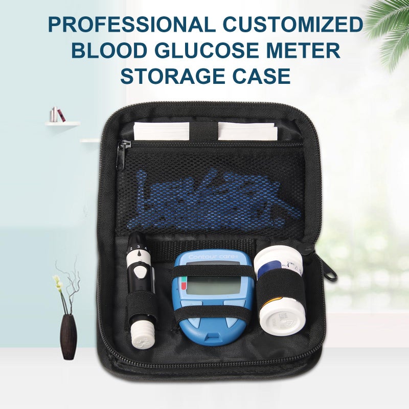 GENCAM Diabetes Supply Case, Diabetic Organizer For Test Strips With Mesh Pocket, Portable Diabetes Testing Kit bag, Travel Blood Glucose Meter Glucometer Storage Bag, Glucose Monitor Case - Image 4