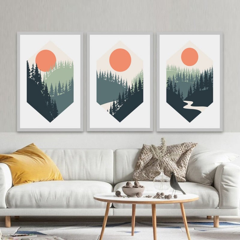 Marktna Three luxurious modern canvas prints with a hollow frame, measuring (90×40), three pieces - Image 1