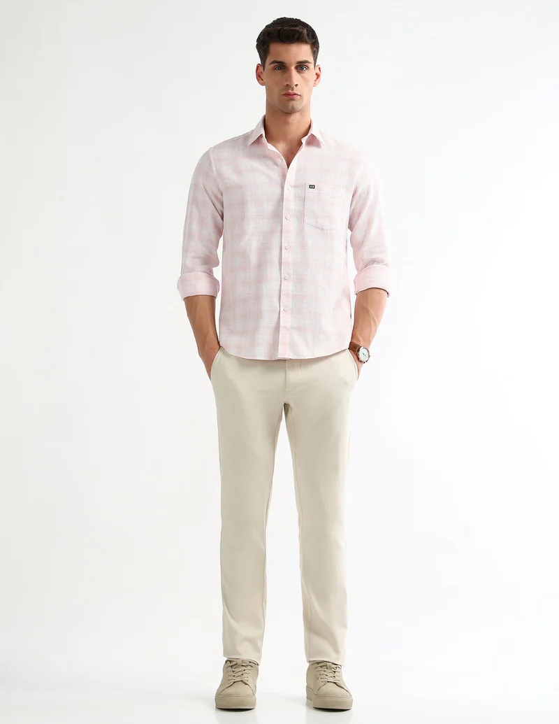 Arrow Light Pink Slim Fit Checked Shirt for Men | Best Price UAE
