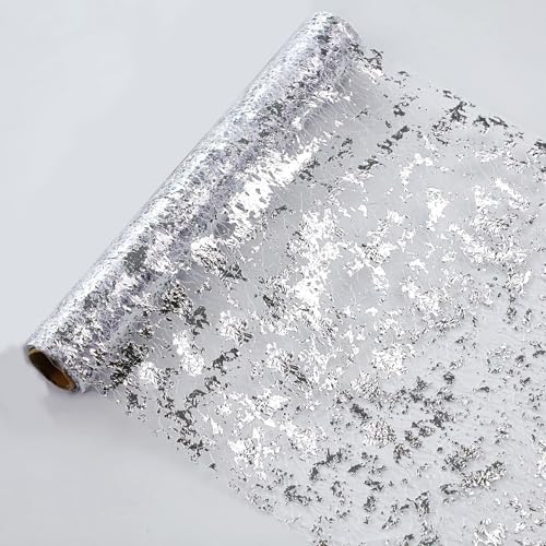 Snowkingdom Silver Table Runner Sequin Glitter Foil Metallic Runner 11 Inch x 100 Feet Silver Mesh Table Decorations Centrepiece for Wedding Birthday Party Christmas - Image 1
