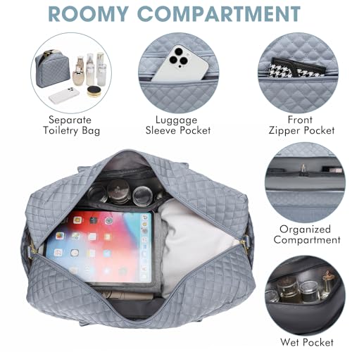 LUOCIP Large Women Travel Duffle Bag, Weekender Bags for Women with Shoe Compartment, Carry on Overnight Bag with Toiletry Bag, Gym Duffel Bag with Wet Pocket, Hospital Bags for Labor and Delivery - Image 4