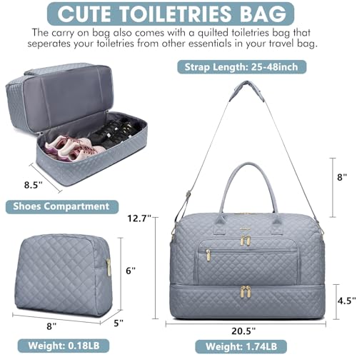 LUOCIP Large Women Travel Duffle Bag, Weekender Bags for Women with Shoe Compartment, Carry on Overnight Bag with Toiletry Bag, Gym Duffel Bag with Wet Pocket, Hospital Bags for Labor and Delivery - Image 2