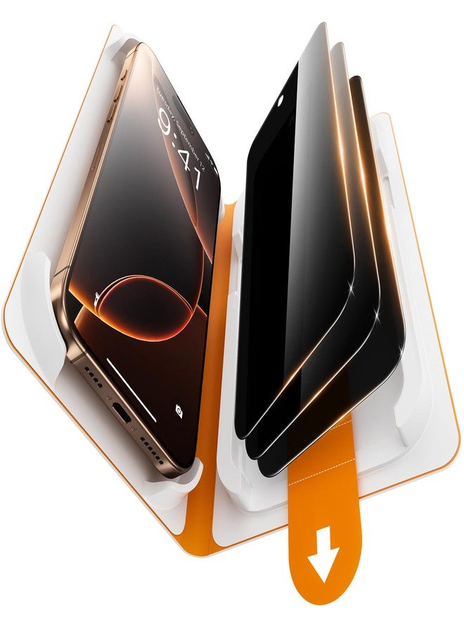 SuydanBox 3 Pack Privacy Screen Protector for iPhone 16 Pro, [One-Pull Installation] Military-Grade Shatterproof & Ultra Durable 9H Hardness, Anti-Spy Tempered Glass, Bubble-Free, Case Friendly - Image 1