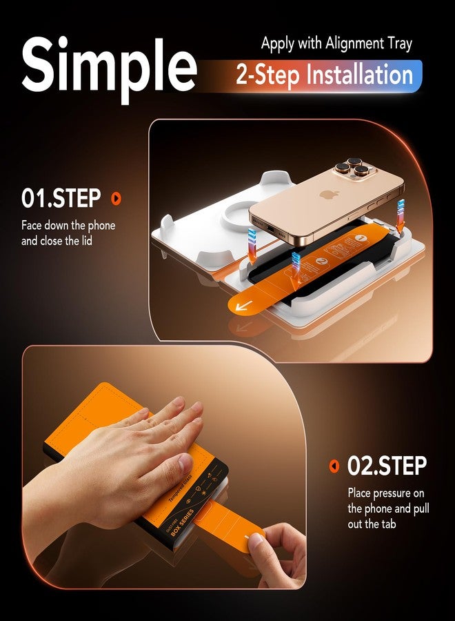 SuydanBox 3 Pack Privacy Screen Protector for iPhone 16 Pro, [One-Pull Installation] Military-Grade Shatterproof & Ultra Durable 9H Hardness, Anti-Spy Tempered Glass, Bubble-Free, Case Friendly - Image 3