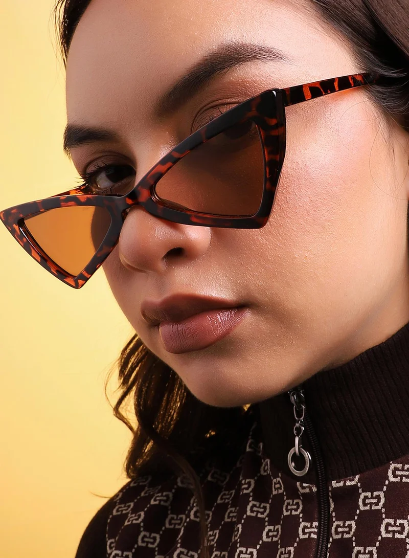 Haute Sauce Animal Print Brown Tinted Lens Cat Eye Sunglass