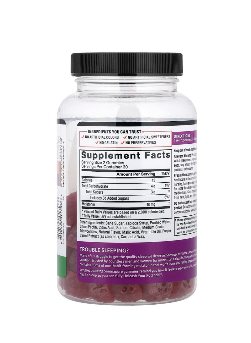 Force Factor Somnapure Great Tasting Melatonin Gummies Dream Berry 60 Gummies (5 mg per Gummy) - Image 2