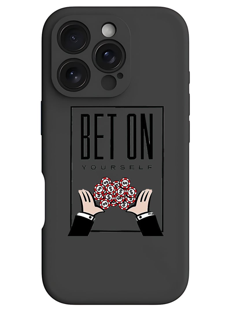 Protective Slim Fit Case Liquid Silicone Cover with Full Body Protection Anti-Scratch Shockproof Case For iPhone 16 Pro Max Black - Bet on yourself