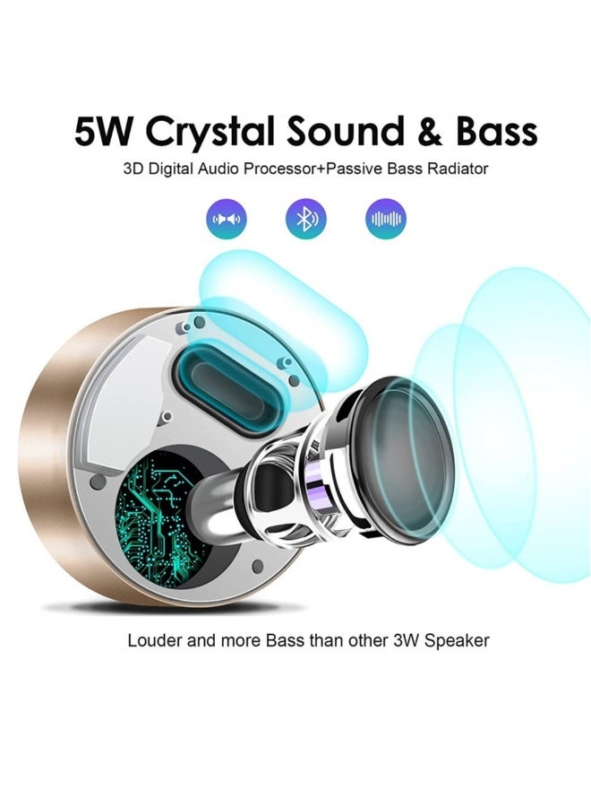 Gold Smart Touch Wireless Speaker Small Bluetooth Speaker with Portable Waterproof Case High-Def Sound Fast Recharge - Image 3