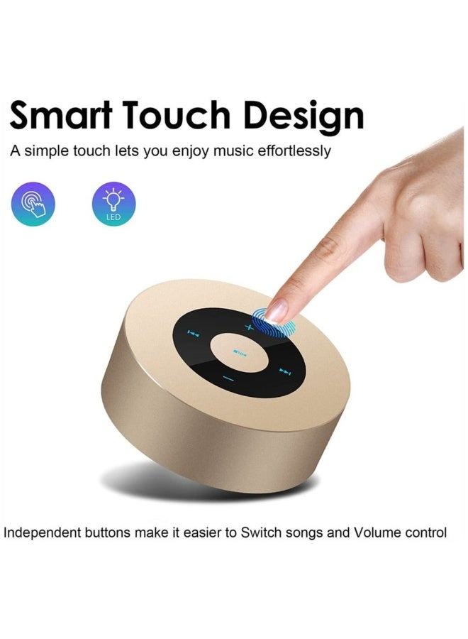 Gold Smart Touch Wireless Speaker Small Bluetooth Speaker with Portable Waterproof Case High-Def Sound Fast Recharge - Image 2