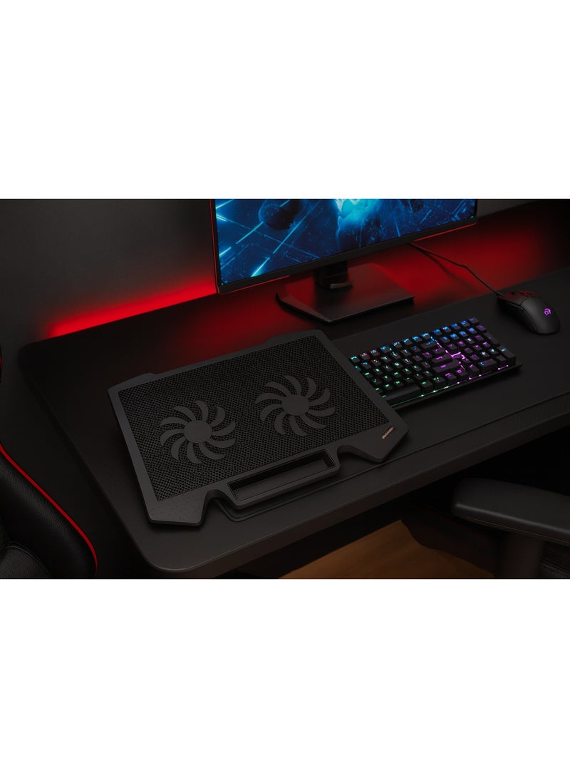 يوتوبيا قاعدة تبريد لابتوب UTOPIA UC-302 بمروحتين كبيرة 14 سم إضاءة LED تصميم مضاد للانزلاق متوافق مع لابتوبات حتى 17 بوصة - Image 3