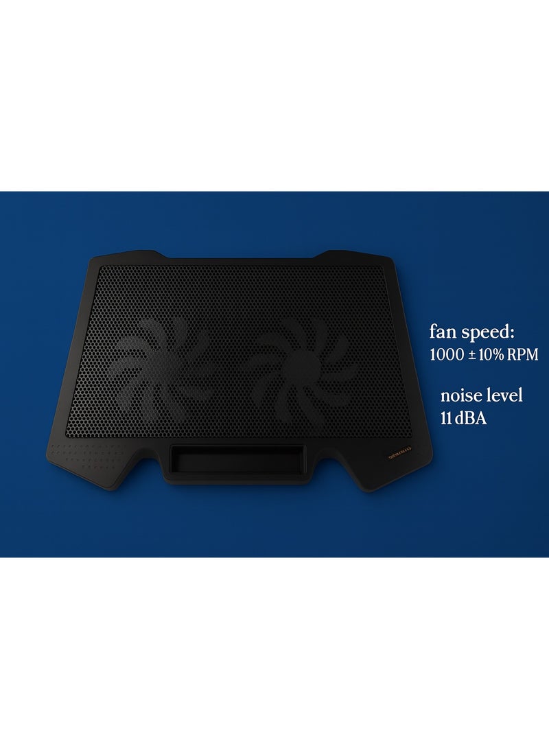 يوتوبيا قاعدة تبريد لابتوب UTOPIA UC-302 بمروحتين كبيرة 14 سم إضاءة LED تصميم مضاد للانزلاق متوافق مع لابتوبات حتى 17 بوصة - Image 4