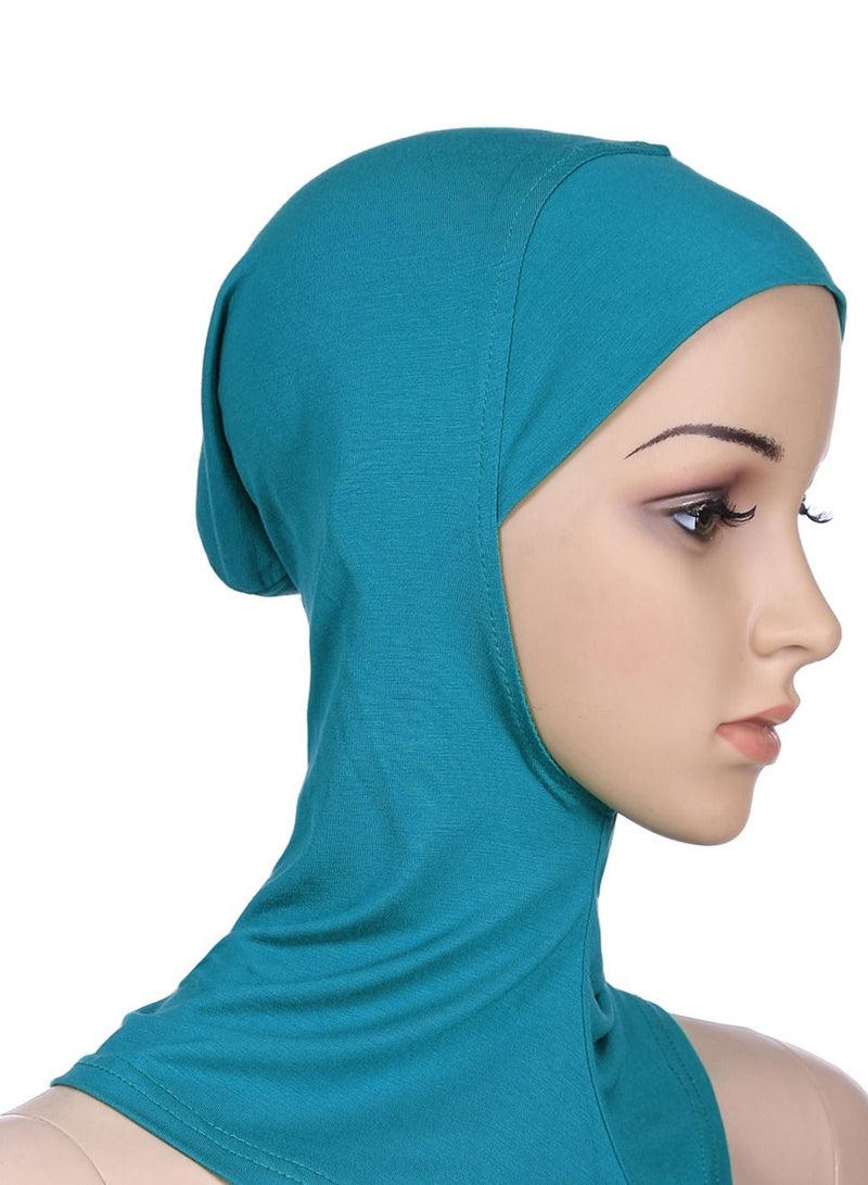 Loquat Women's Stretch Long Scarf Solid Color Hijab Inner Cap Lake Blue 