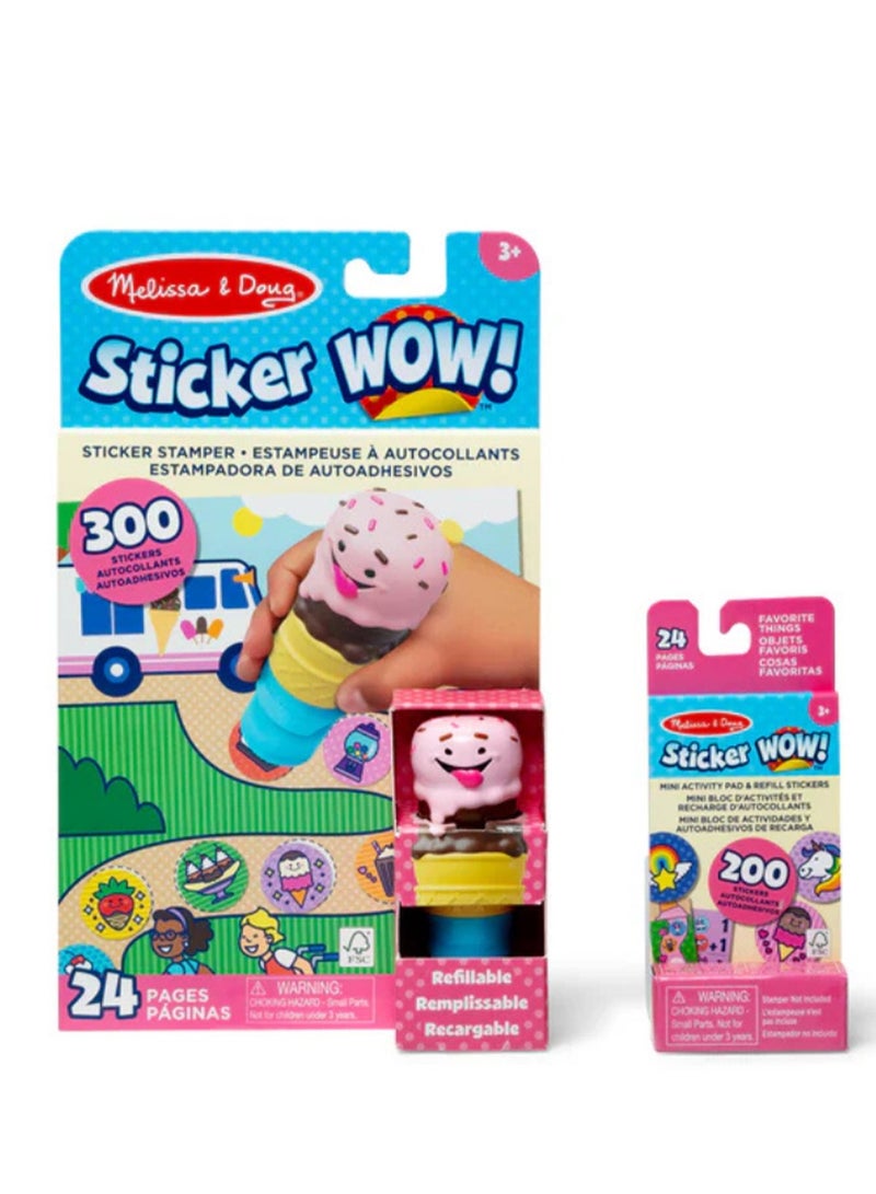 Melissa & Doug Sticker WOW! – Ice Cream Bundle (New Refill) – Mess-Free Sticker Stamper with Ice Cream Pad & Refill – Creative Fun for Fine Motor Skills & Imaginative Play for Kids Ages 3+ | SM-6075506 - Image 1