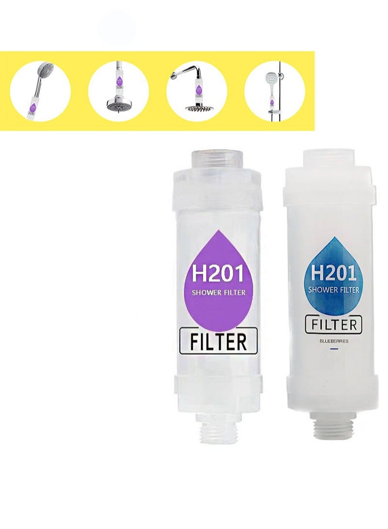 HaLunhi 2pcs Lavender + Blueberry Shower Soaker Easy to Install Vitamin C Shower Head Filter Hard Water Softener Chlorine and Fluoride Shower Filter Clean Water Filter Shower Head with Beads - Image 1