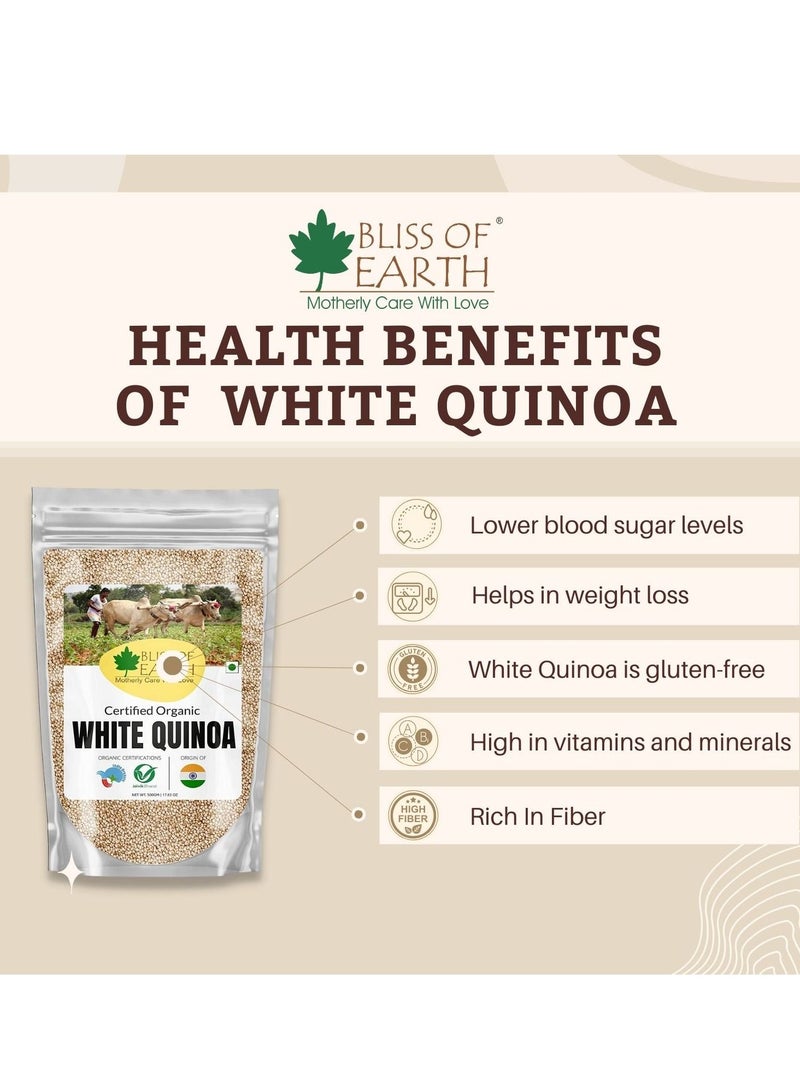 BLISS OF EARTH Organic 1KG White Quinoa For Weight Loss Raw Super food For whole family healthy meal - Image 3