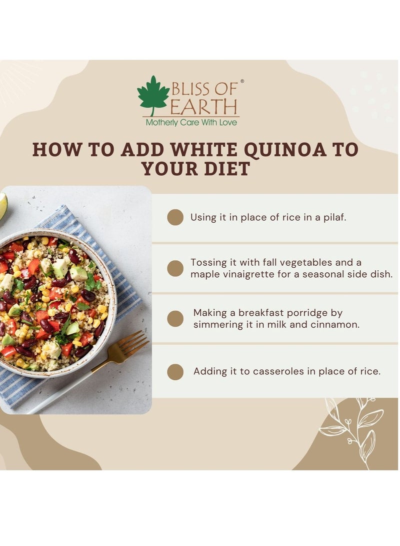 BLISS OF EARTH Organic 1KG White Quinoa For Weight Loss Raw Super food For whole family healthy meal - Image 5
