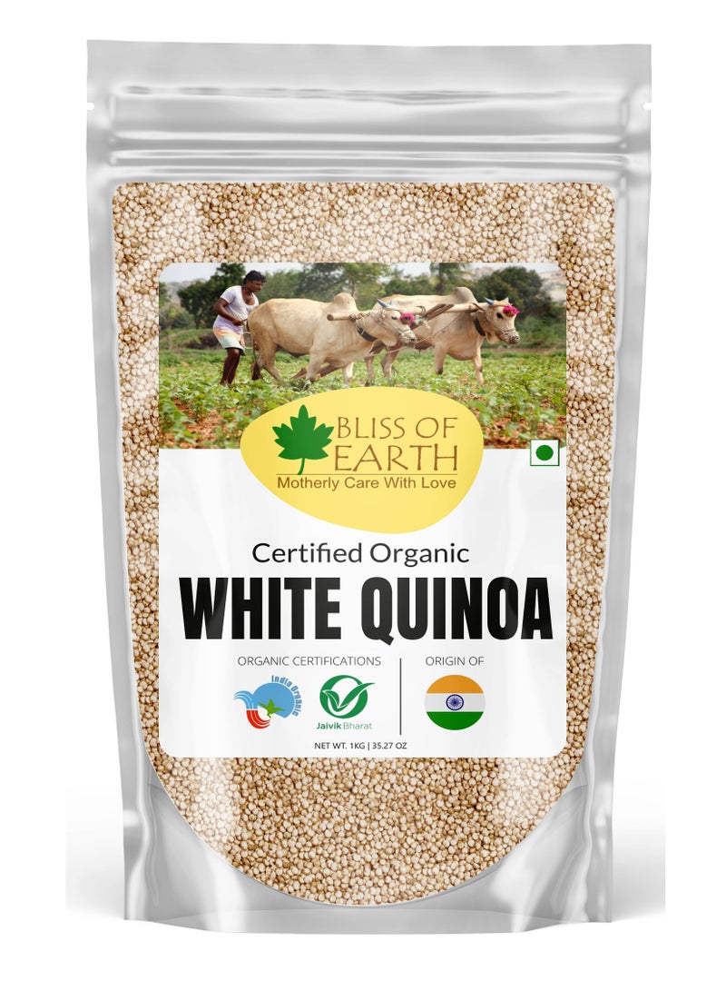 BLISS OF EARTH Organic 1KG White Quinoa For Weight Loss Raw Super food For whole family healthy meal - Image 1